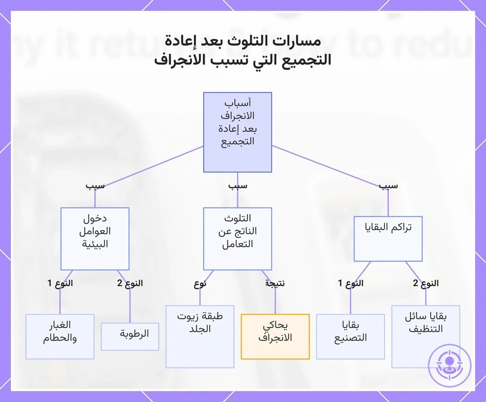 مسارات التلوث بعد إعادة التجميع التي تسبب الانجراف