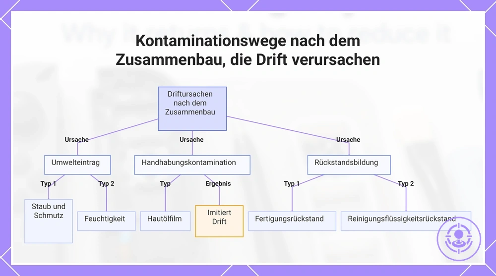 Kontaminationswege nach dem Zusammenbau, die Drift verursachen