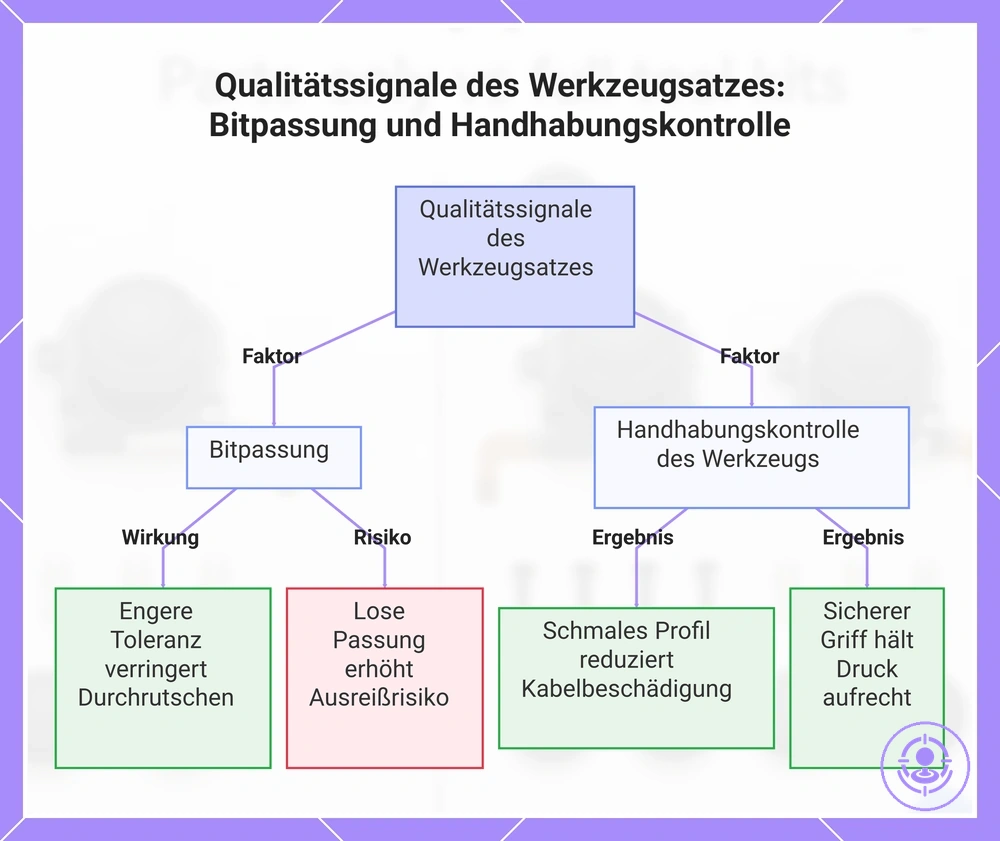 Qualitätssignale des Werkzeugsatzes: Bitpassung und Handhabungskontrolle