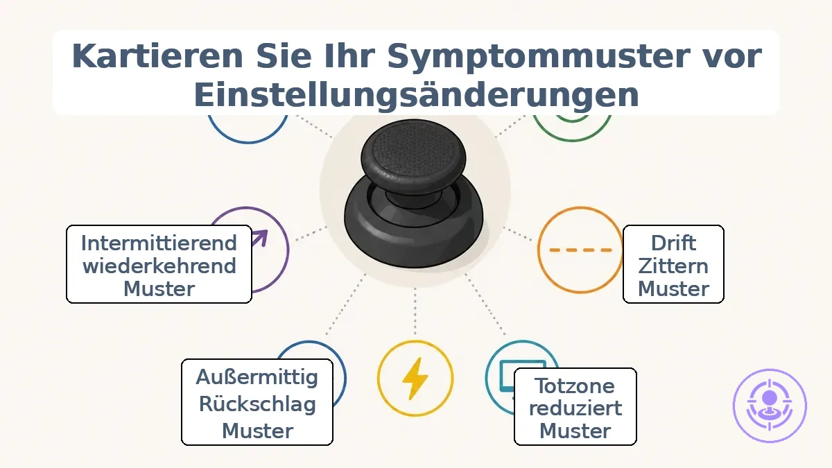 Checkliste zur Symptommuster-Klassifizierung für Joy-Con-Stick-Drift, Totzone und nicht zentrierte Probleme