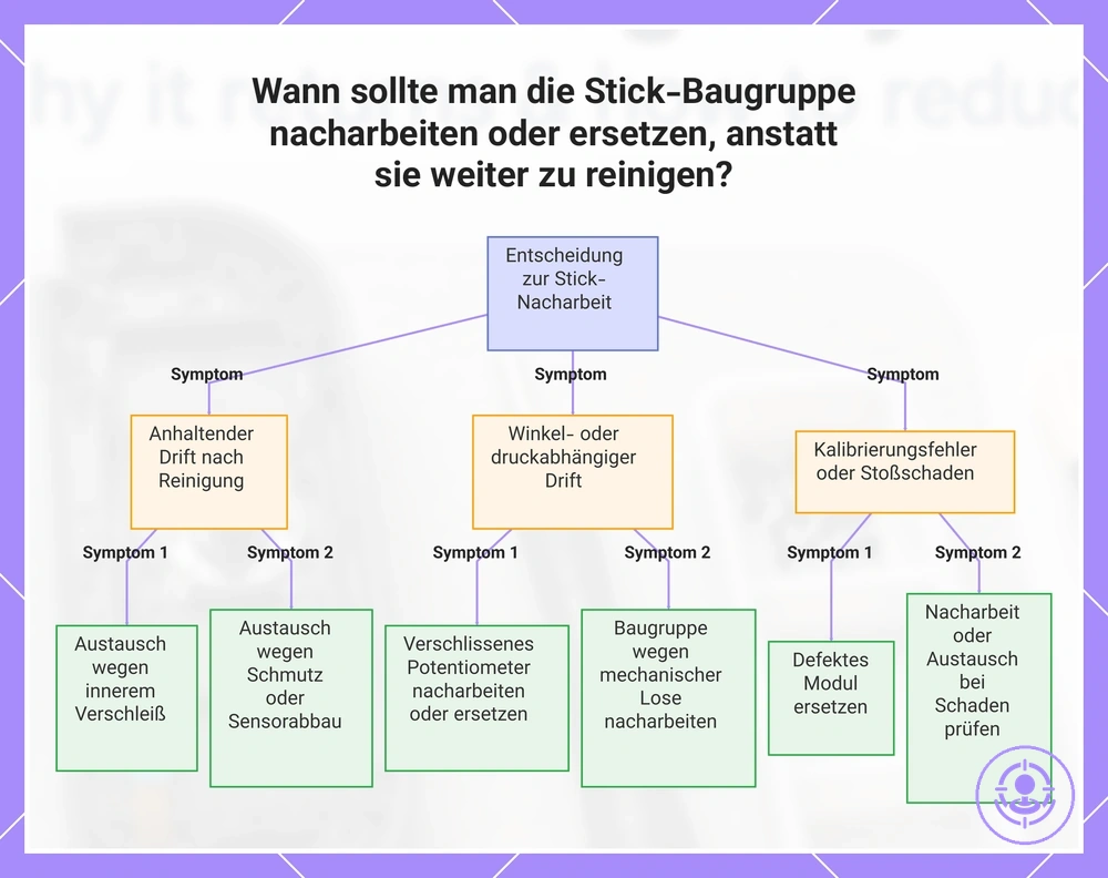 Wann sollte man die Stick-Baugruppe nacharbeiten oder ersetzen, anstatt sie weiter zu reinigen?