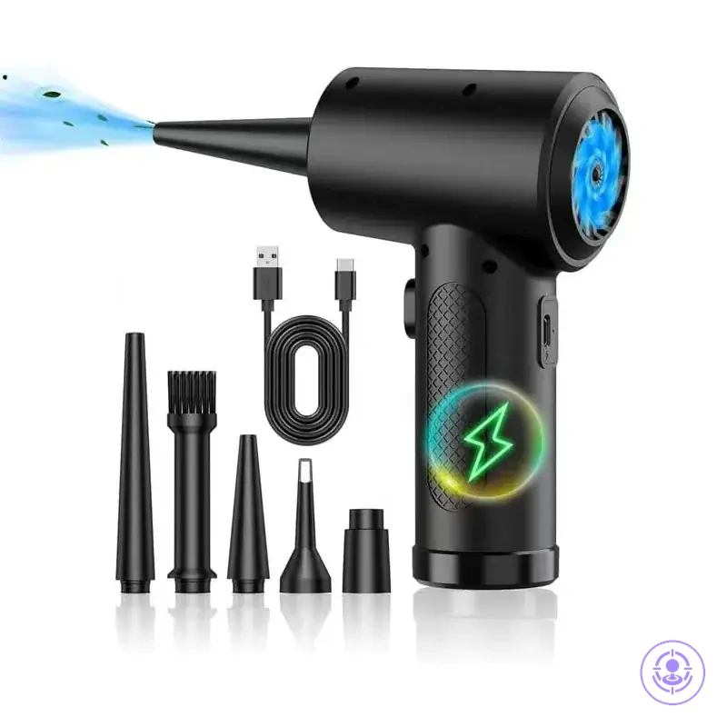 Cordless compressed air duster for cleaning electronics and keyboards