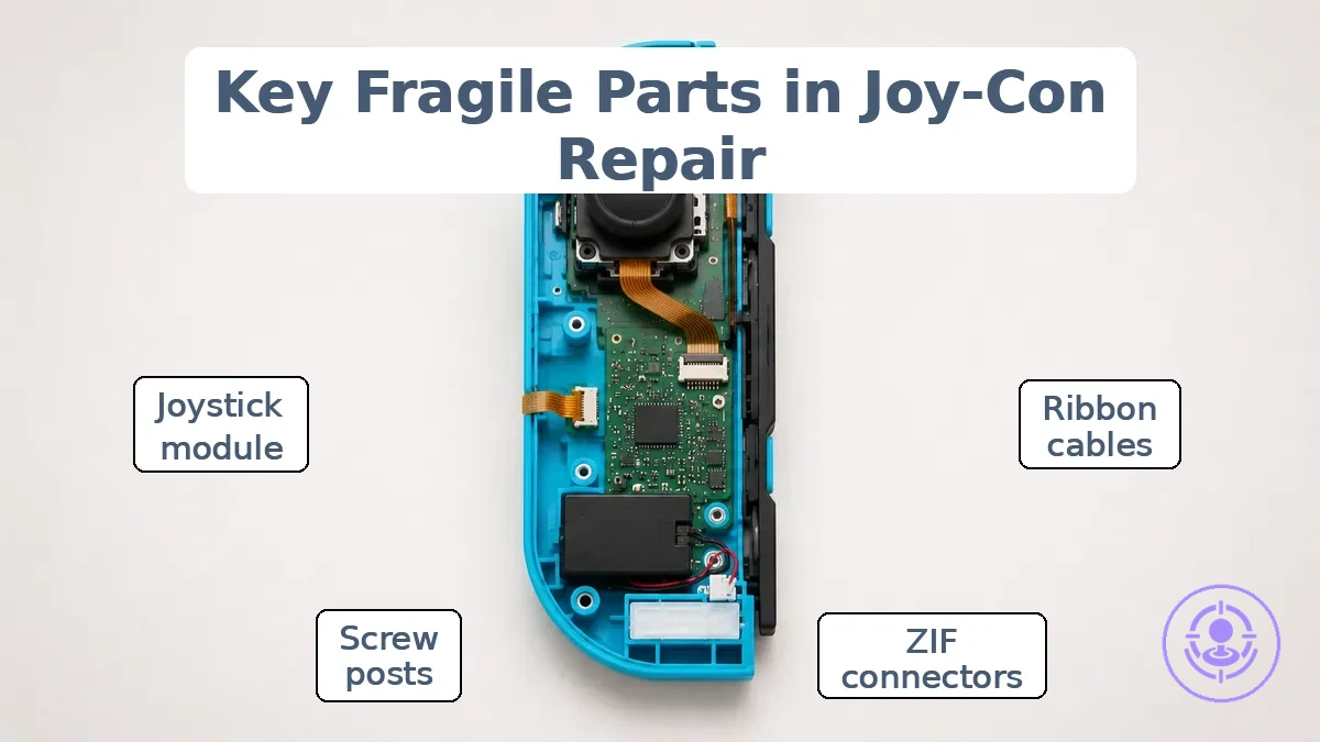 Joy-Con internal fragile parts relevant to DIY drift repair risk.