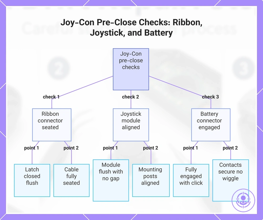 Joy-Con Pre-Close Checks: Ribbon, Joystick, and Battery