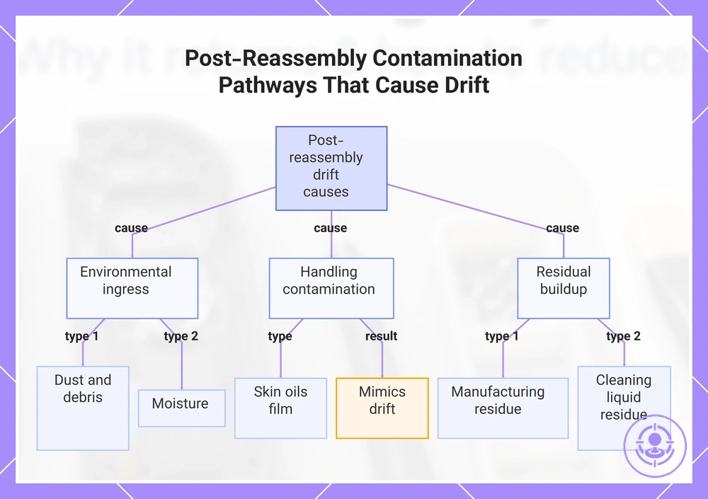 Post-Reassembly Contamination Pathways That Cause Drift