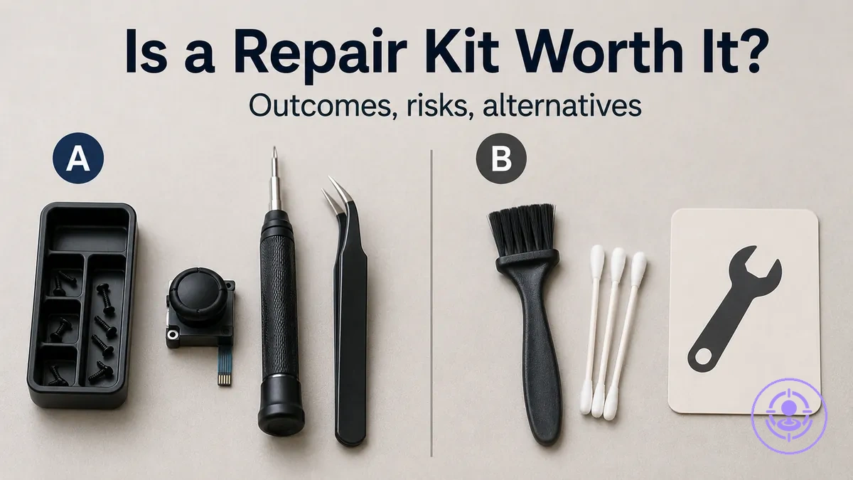 Joy-Con drift repair kit decision comparison showing repair tools versus alternative options for fixing drift