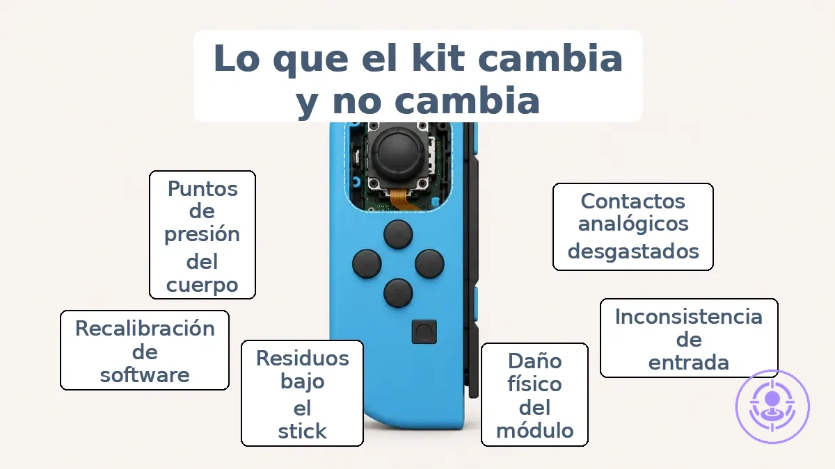 Ubicación del módulo del Joy-Con y lo que aborda un kit de reparación del drift.