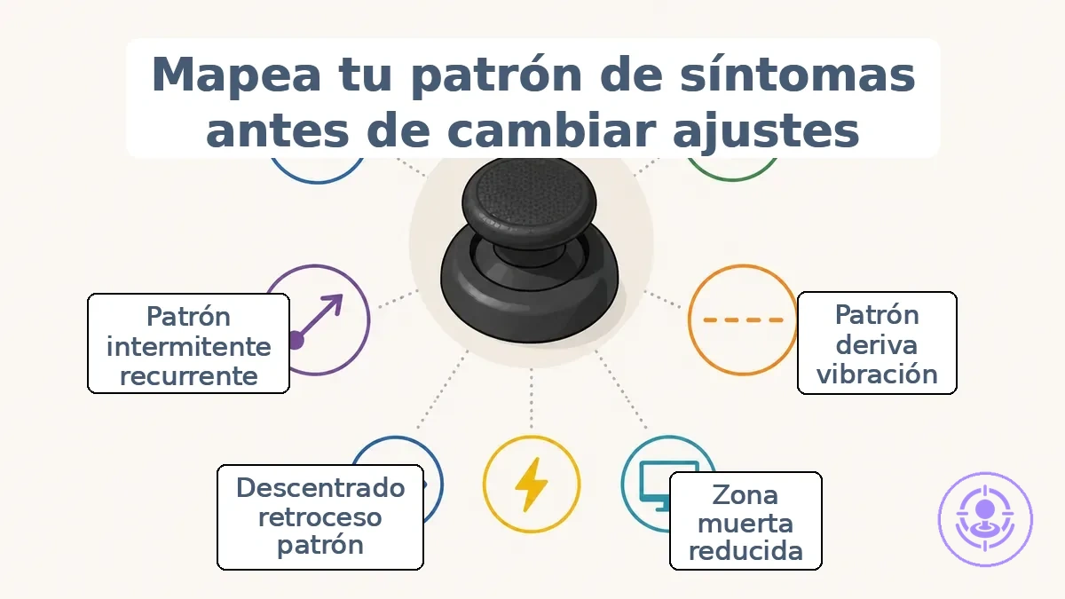 Lista de verificación para clasificar el patrón de síntomas de drift, zona muerta y descentrado del stick de Joy-Con