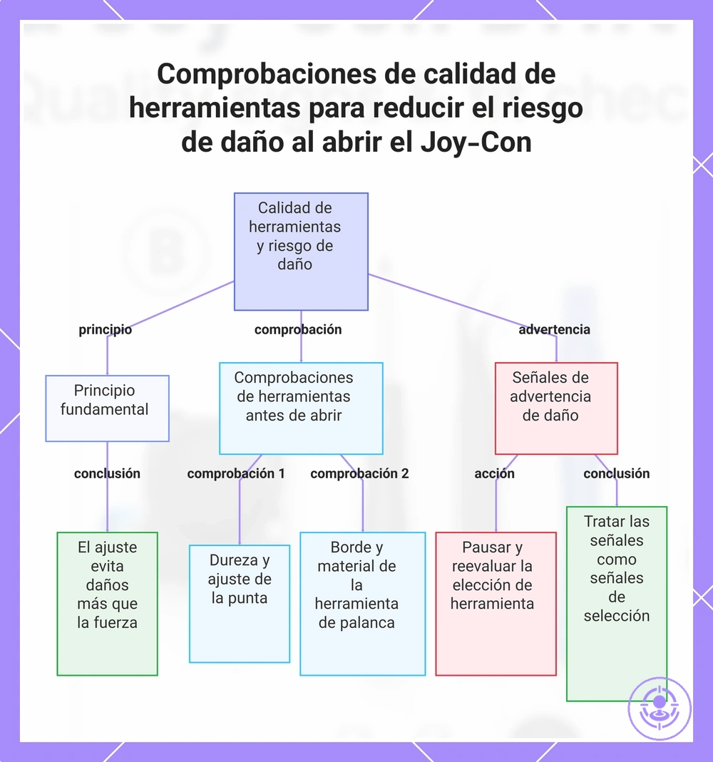 Comprobaciones de calidad de herramientas para reducir el riesgo de daño al abrir el Joy-Con
