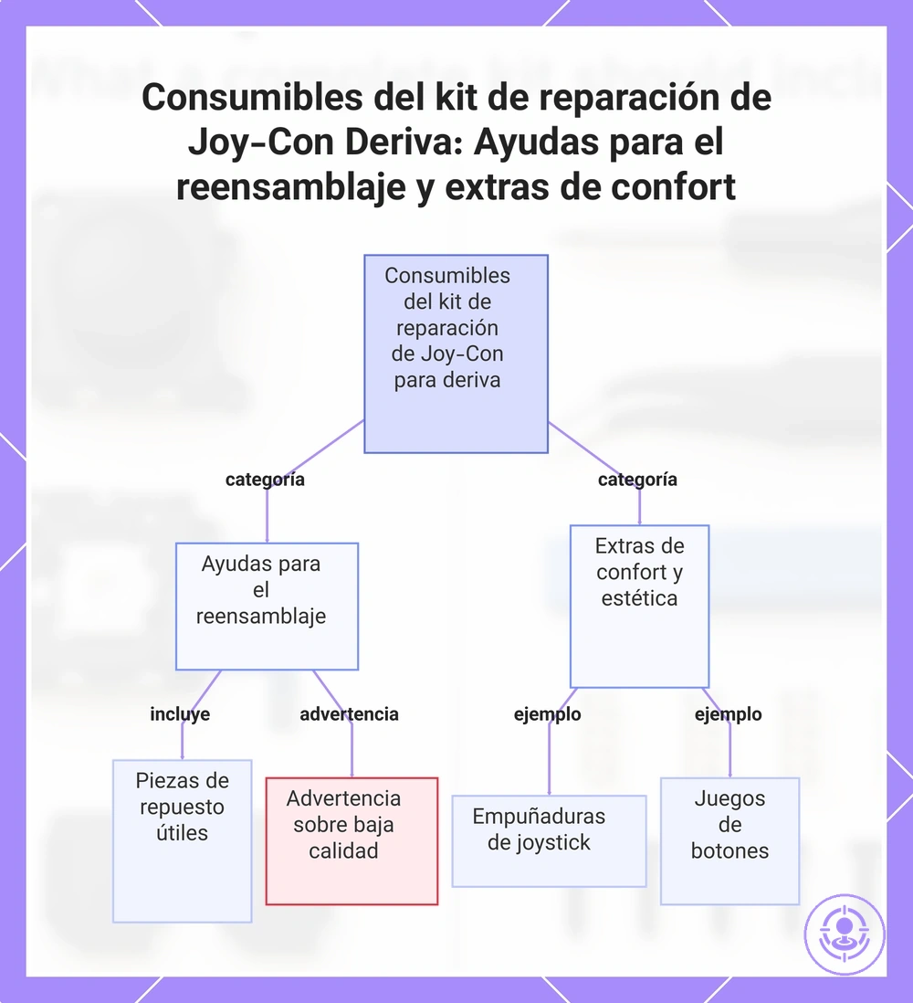 Consumibles del kit de reparación de Joy-Con Deriva: Ayudas para el reensamblaje y extras de confort