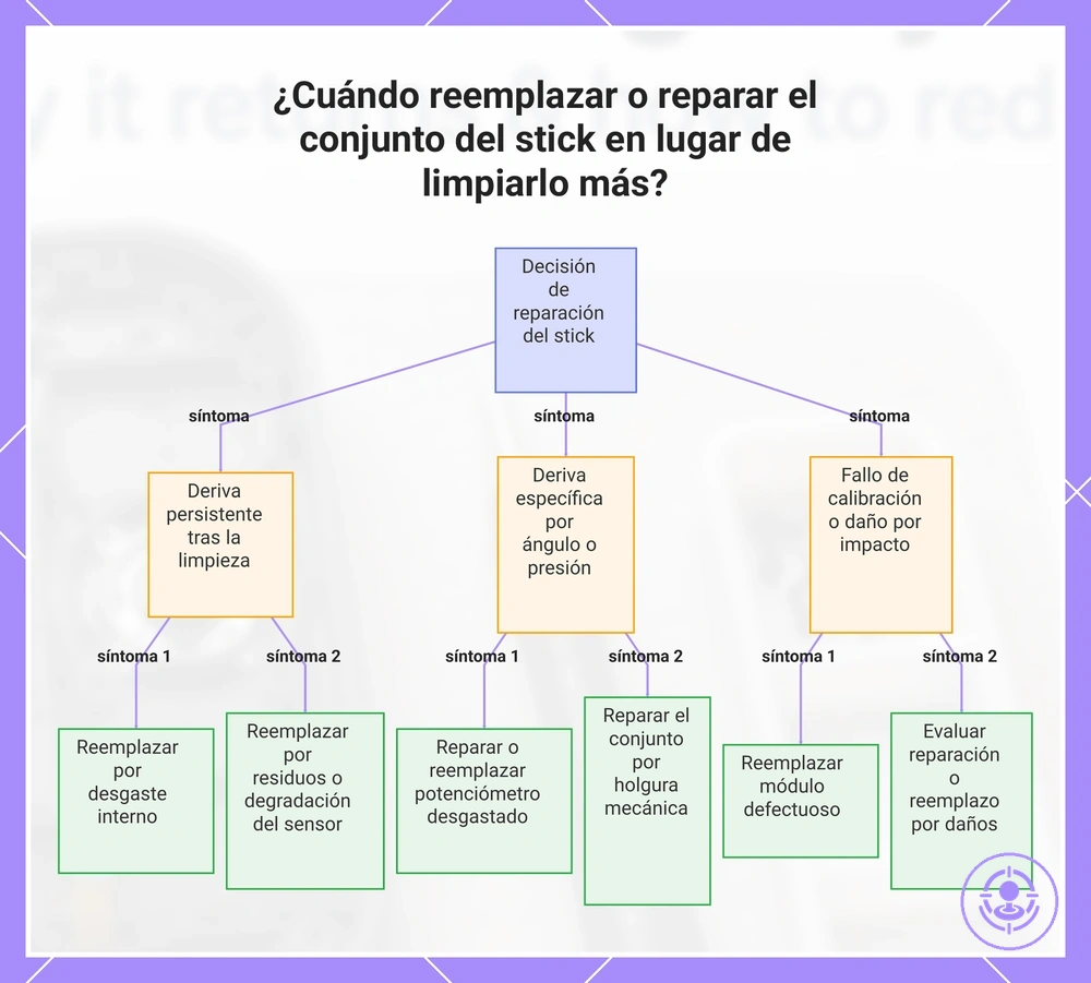 ¿Cuándo reemplazar o reparar el conjunto del stick en lugar de limpiarlo más?