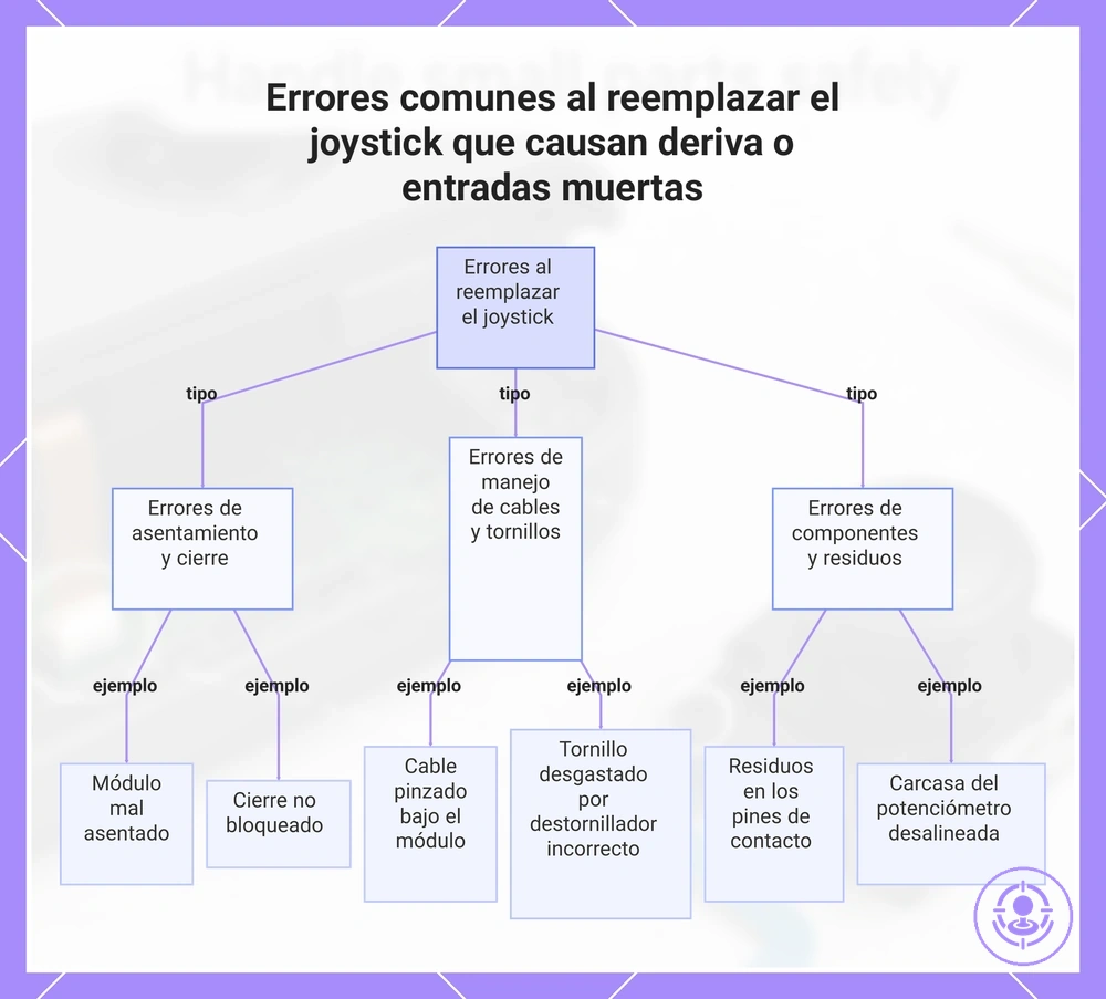 Errores comunes al reemplazar el joystick que causan deriva o entradas muertas
