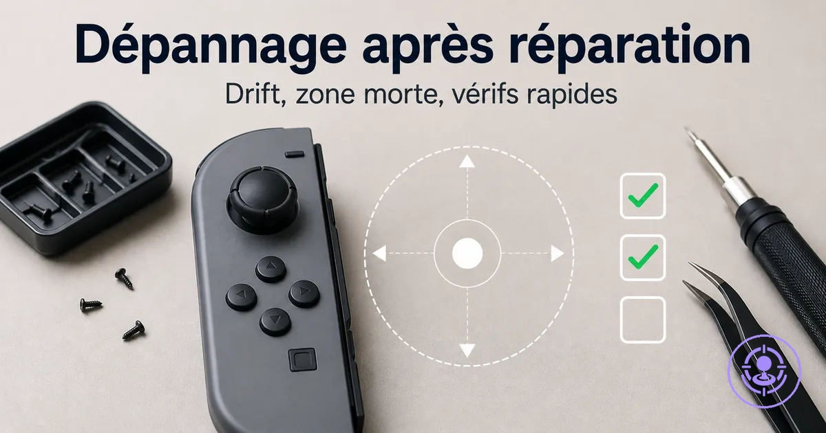 Dépannage après réparation du drift des Joy-Con avec symptômes de drift et vérifications de zone morte
