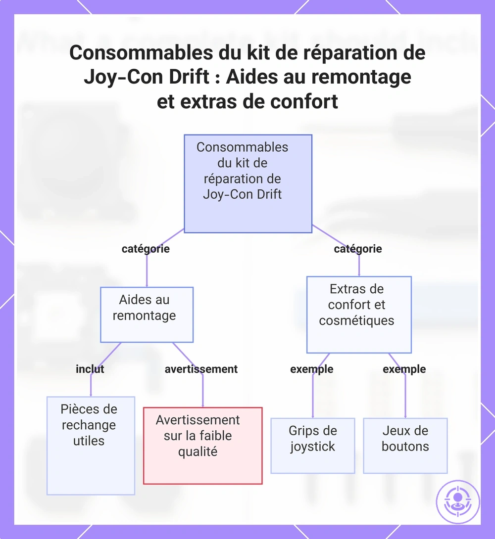 Consommables du kit de réparation de Joy-Con Drift : Aides au remontage et extras de confort
