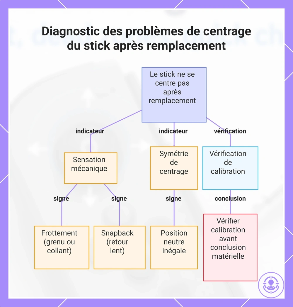 Diagnostic des problèmes de centrage du stick après remplacement
