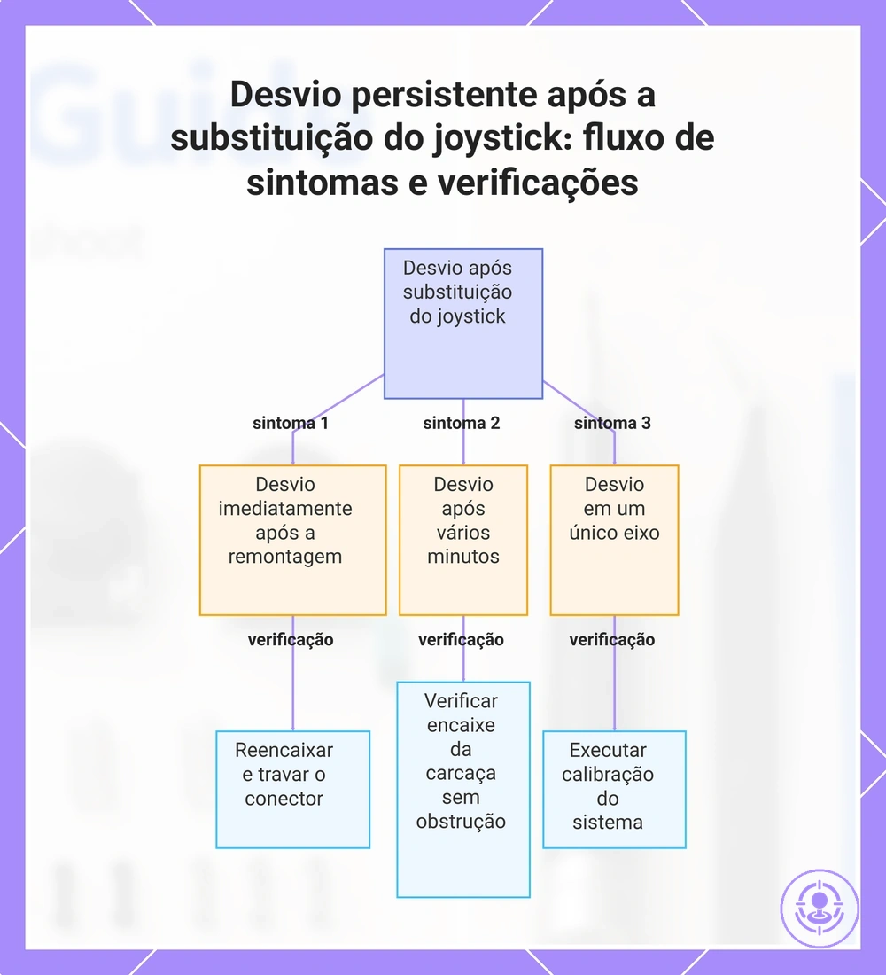 Desvio persistente após a substituição do joystick: fluxo de sintomas e verificações