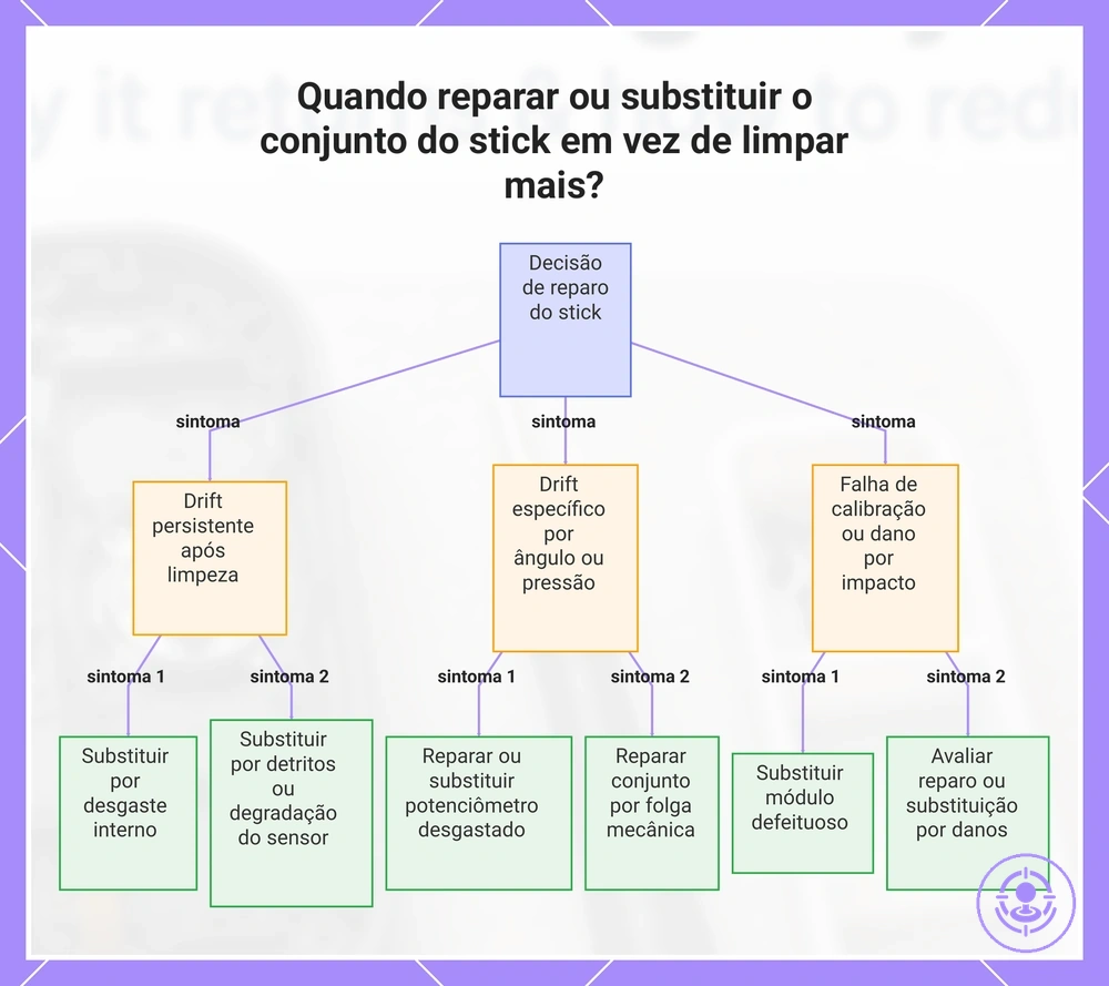 Quando reparar ou substituir o conjunto do stick em vez de limpar mais?