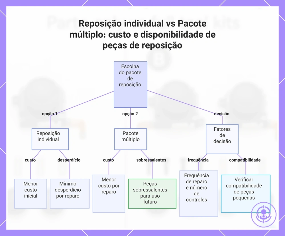 Reposição individual vs Pacote múltiplo: custo e disponibilidade de peças de reposição