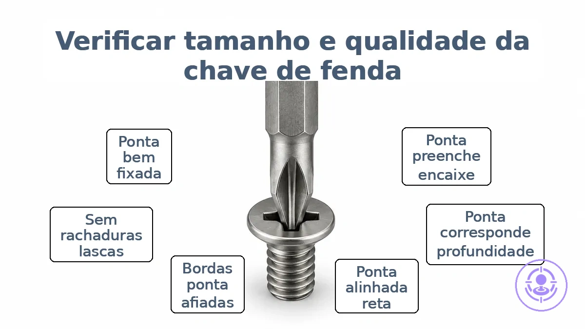 Primeiro plano de ponta de chave encaixada em cabeça de parafuso, mostrando ajuste e alinhamento adequados.