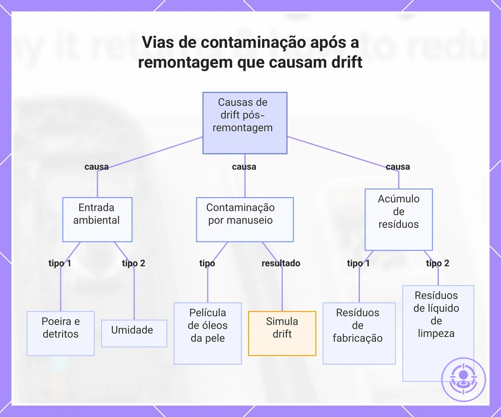Vias de contaminação após a remontagem que causam drift
