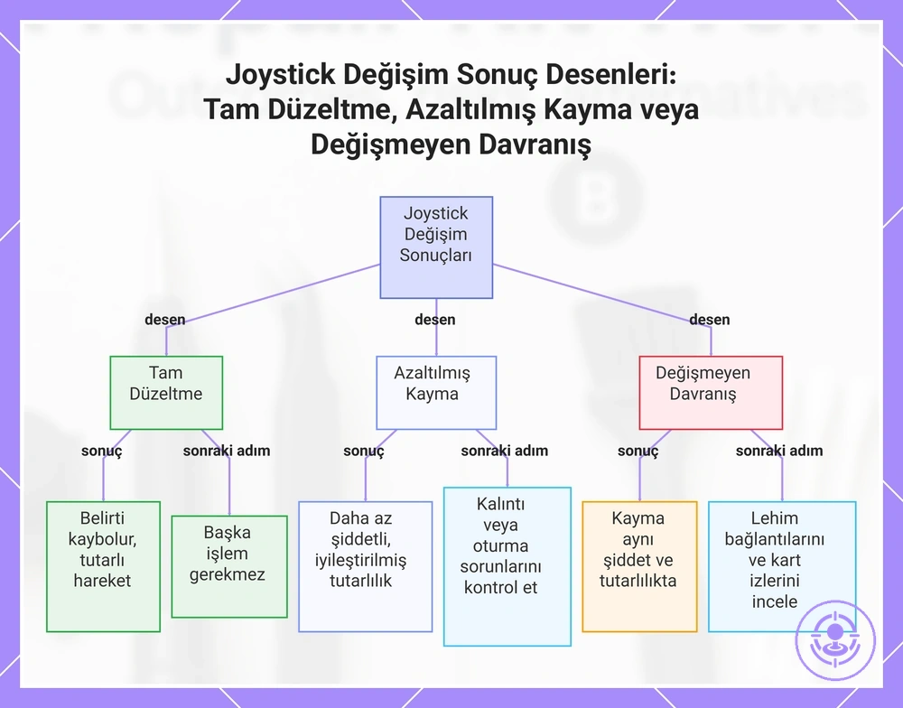 Joystick Değişim Sonuç Desenleri: Tam Düzeltme, Azaltılmış Kayma veya Değişmeyen Davranış